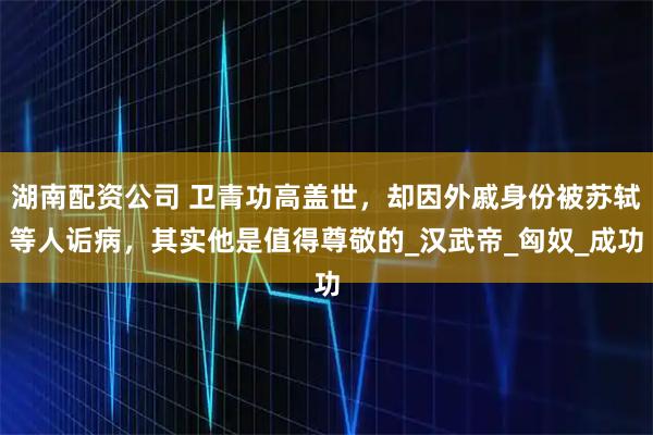 湖南配资公司 卫青功高盖世，却因外戚身份被苏轼等人诟病，其实他是值得尊敬的_汉武帝_匈奴_成功