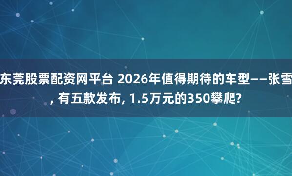 东莞股票配资网平台 2026年值得期待的车型——张雪, 有五款发布, 1.5万元的350攀爬?