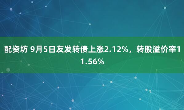 配资坊 9月5日友发转债上涨2.12%，转股溢价率11.56%